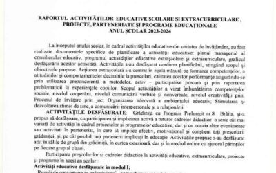 Raport activitati educative proiecte si parteneriate