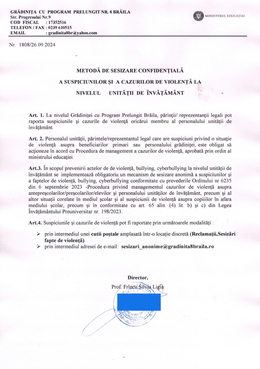 12 Metoda de sesizare confidentiala
